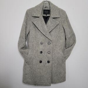 Women Marc New York Grey Wool Pea Coat, Size 2